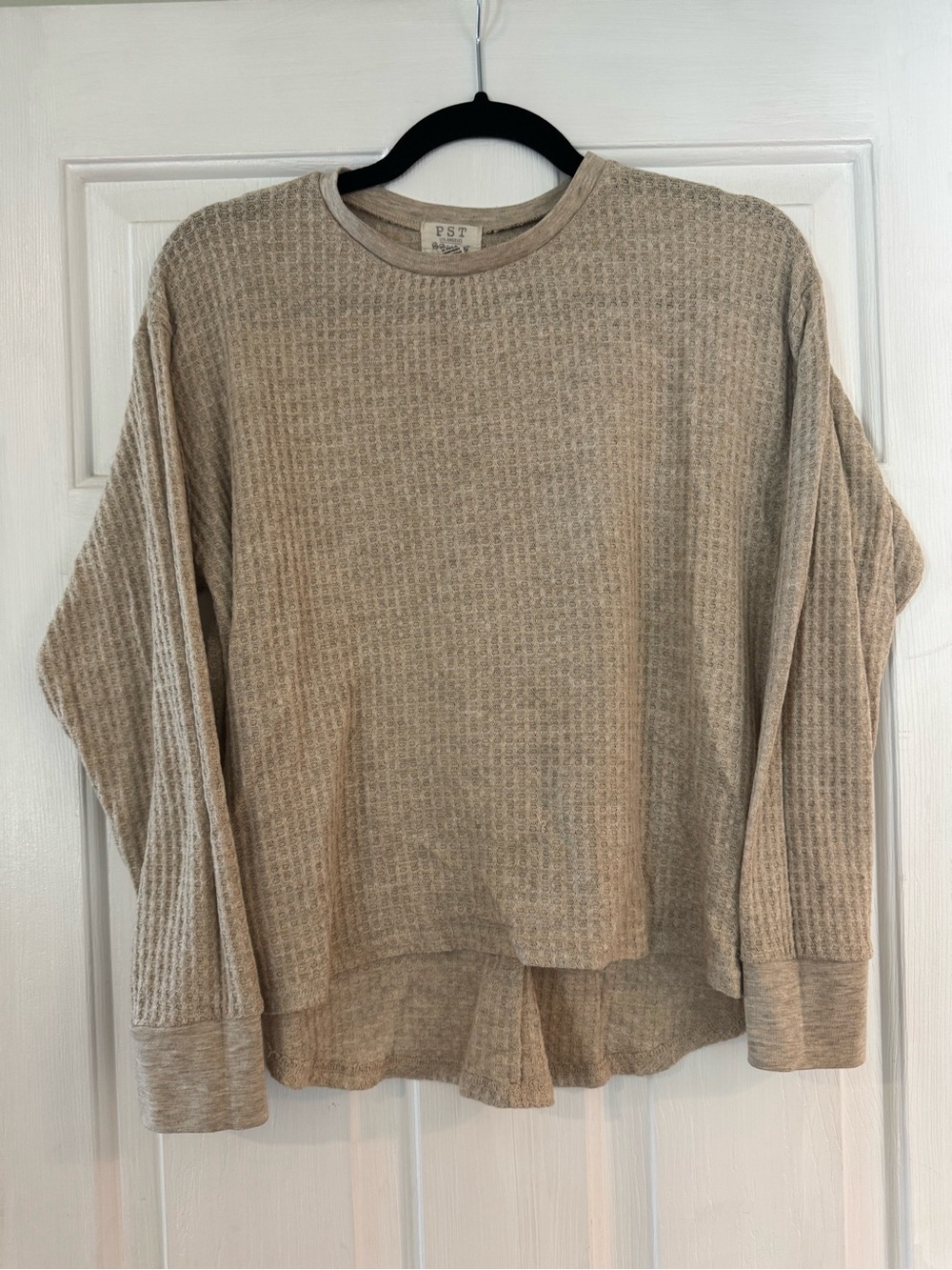 Project Social T Women’s Beige Waffle Knit Long Sleeve Tee